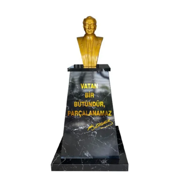 Atatürk Büstü (70cm Alüminyum)+ Kaide (120cm)+ Alt Tabla Granit Desenli