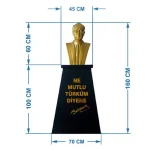 Atatürk Büstü (60cm Fiber)+ Kaide (100cm) İlkokul Modeli - Görsel 2