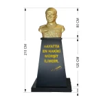 Atatürk Büstü Mareşal Üniformalı (80cm Alüminyum)+ Kaide (120cm)+ Alt Tabla - Görsel 2