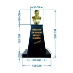 Atatürk Büstü (100cm Pirinç)+ Kaide (120cm)+ Alt Tabla Lise Modeli