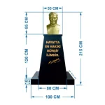 Atatürk Büstü (85cm Alüminyum)+ Kaide (120cm)+ Alt tabla Lise Modeli