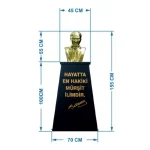 Atatürk Büstü (55cm Pirinç)+ Kaide (100cm) İlkokul Modeli - Görsel 2