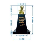 Atatürk Büstü (55cm Pirinç)+ Kaide (100cm)+ Alt Tabla İlkokul Modeli - Görsel 2