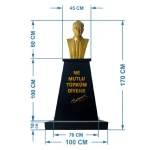 Atatürk Büstü (60cm Fiber)+ Kaide (100cm)+ Alt Tabla İlkokul Modeli