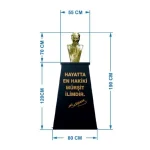 Atatürk Büstü (70cm Pirinç)+ Kaide (120cm) Lise Modeli - Görsel 2