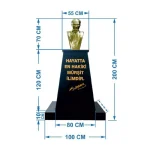 Atatürk Büstü (70cm Pirinç)+ Kaide (120cm)+ Alt Tabla Lise Modeli - Görsel 2