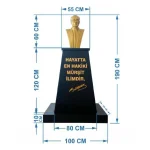 Atatürk Büstü (60cm Fiber)+ Kaide (120cm)+ Alt Tabla Lise Modeli