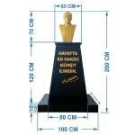 Atatürk Büstü (70cm Fiber)+ Kaide (120cm)+ Alt Tabla Lise Modeli