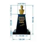 Atatürk Büstü (70cm Alüminyum)+ Kaide (100cm)+ Alt Tabla İlkokul Modeli