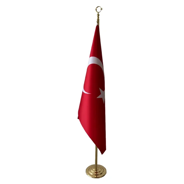 Makam Altın Sarı Bayrak Direği Takım ( Türk Bayrağı Dahildir)